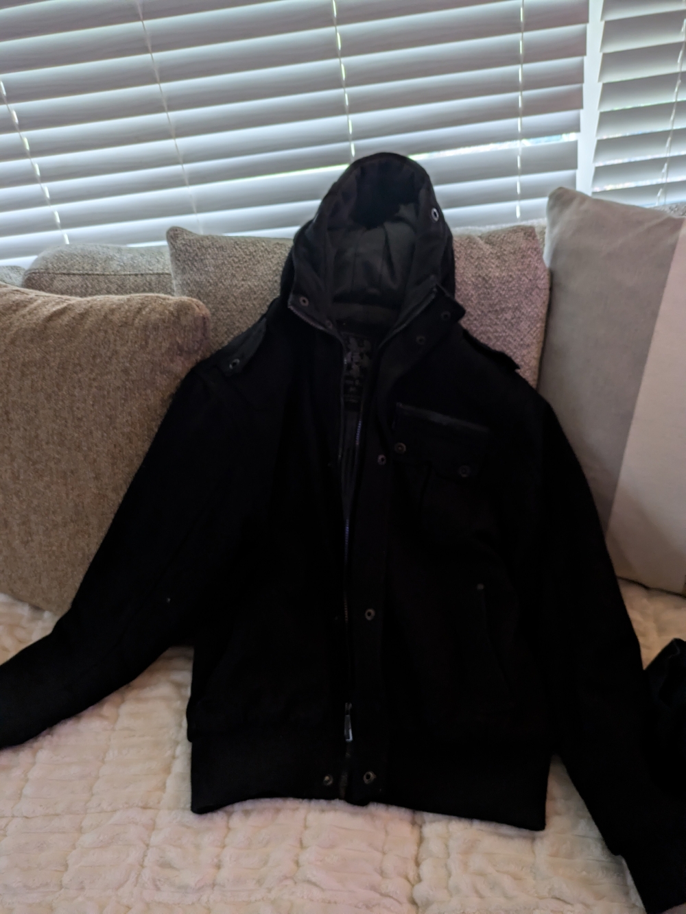 Men's Black Hooded Bomber Jacket